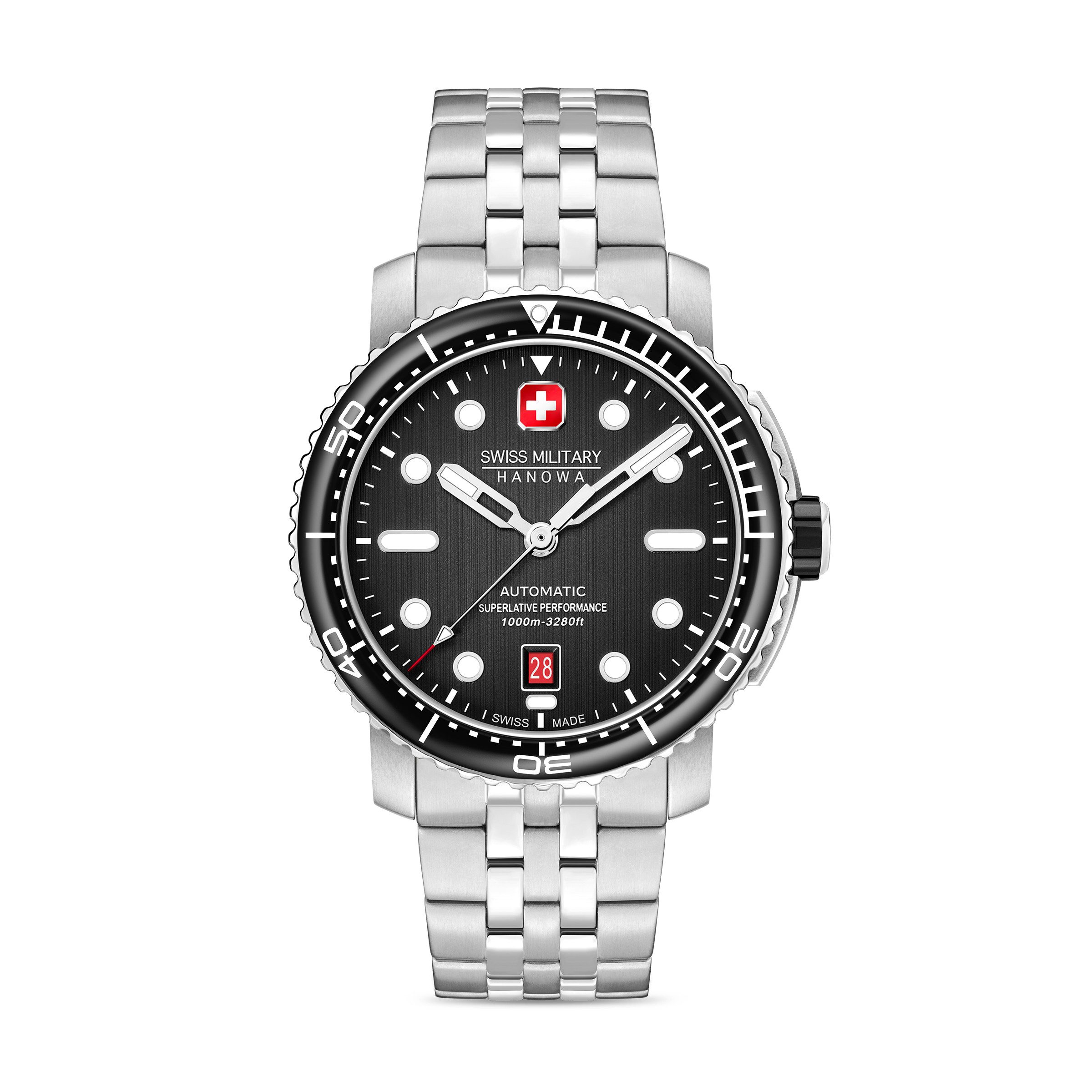 Swiss Military Hanowa Automatikuhr Maitre Plongeur 5 SMWGL0002001-SET, Armbanduhr, Herrenuhr, Swiss Made, Mechanische Uhr, Edelstahlarmband