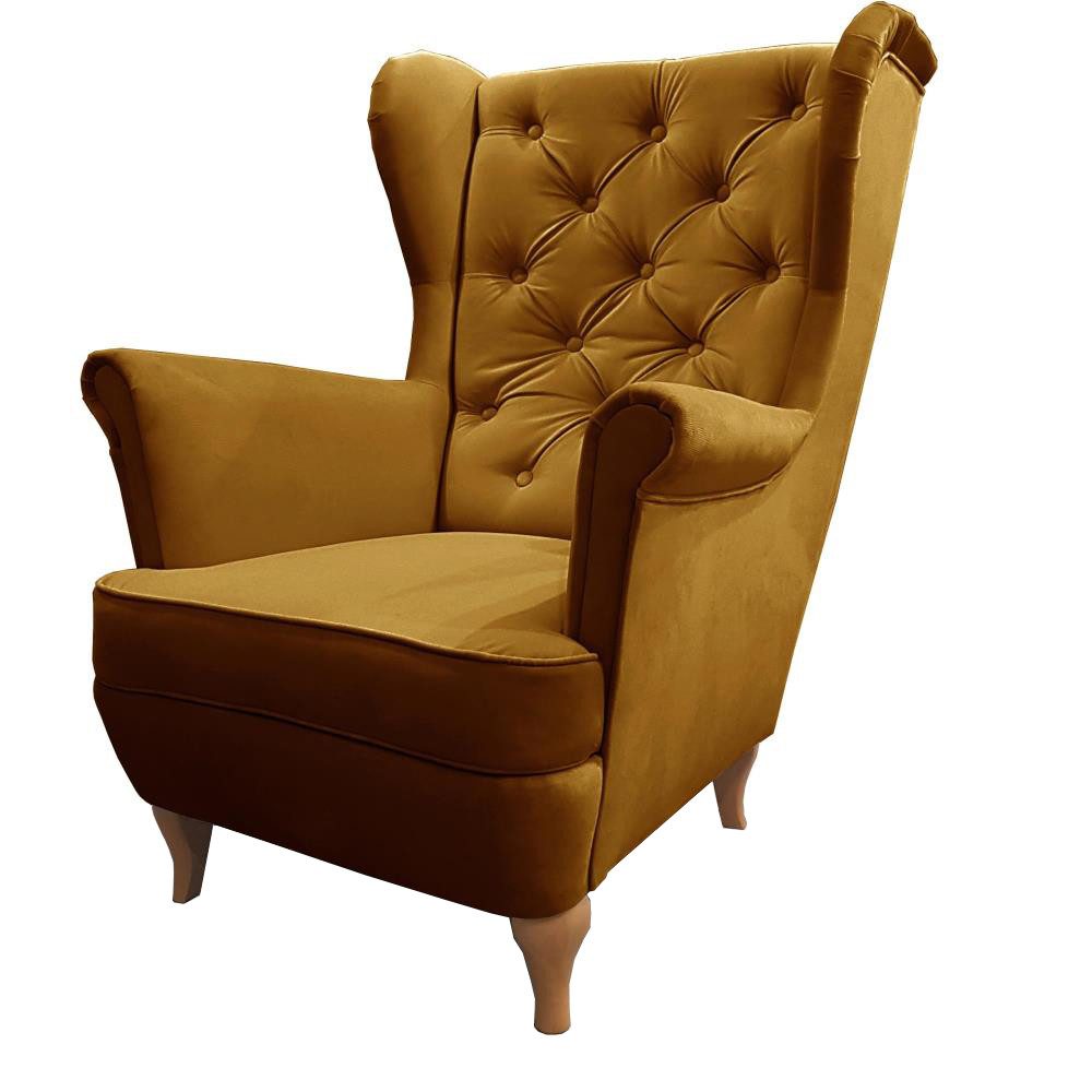 Beautysofa Ohrensessel Sessel FALCO Chesterfield Wohnzimmersessel Fernsehsessel
