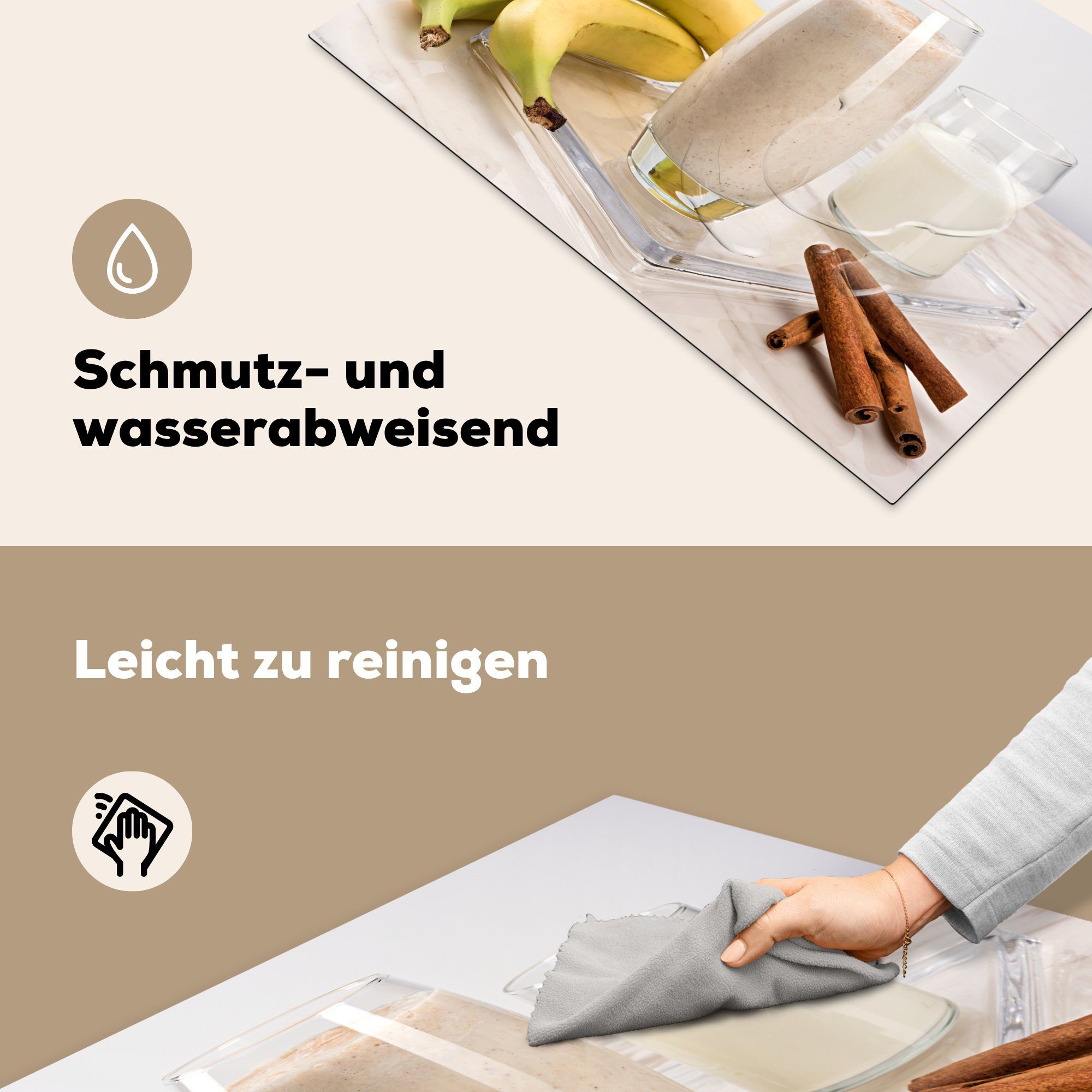 Schutz küche, cm, Ceranfeldabdeckung Bananen-Smoothie, MuchoWow die (1 für Vinyl, 81x52 Herdblende-/Abdeckplatte tlg), Induktionskochfeld