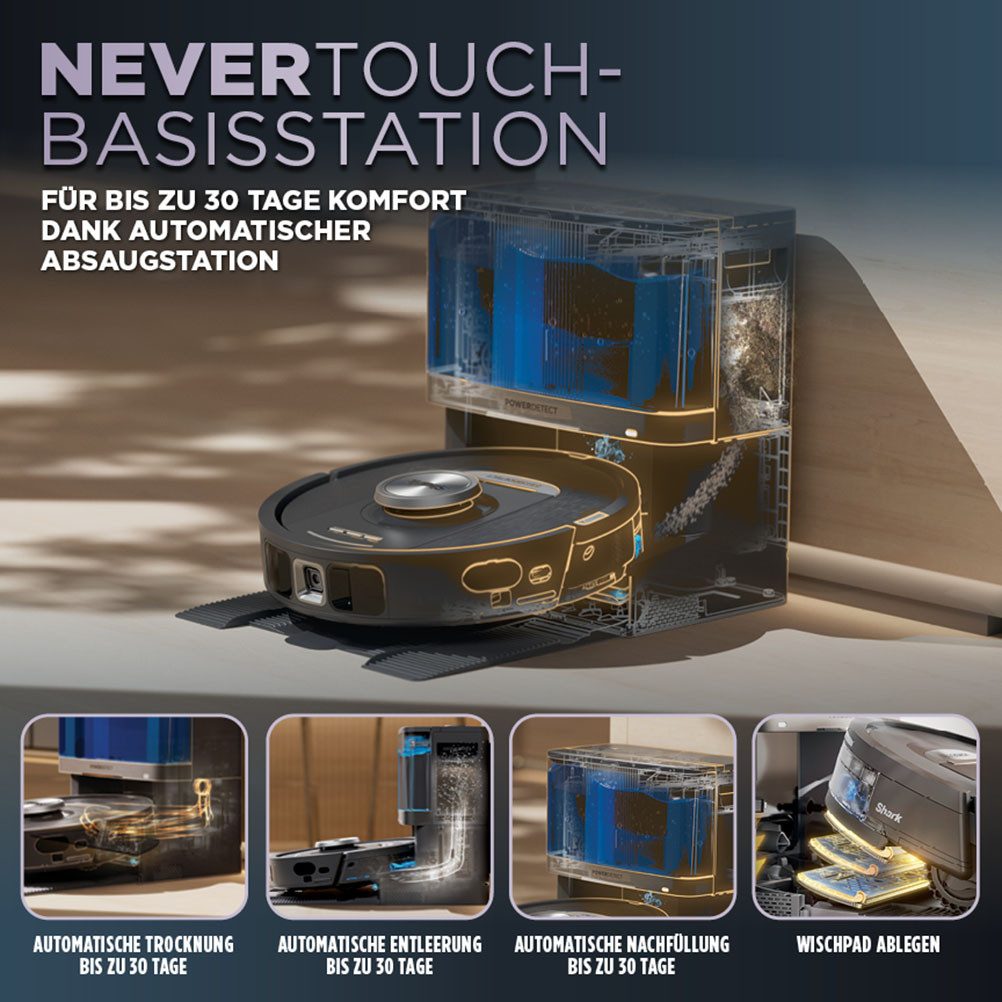 Shark Saugroboter mit Wischfunktion PowerDetect NeverTouch Pro 2-in-1 RV2800YEEU
