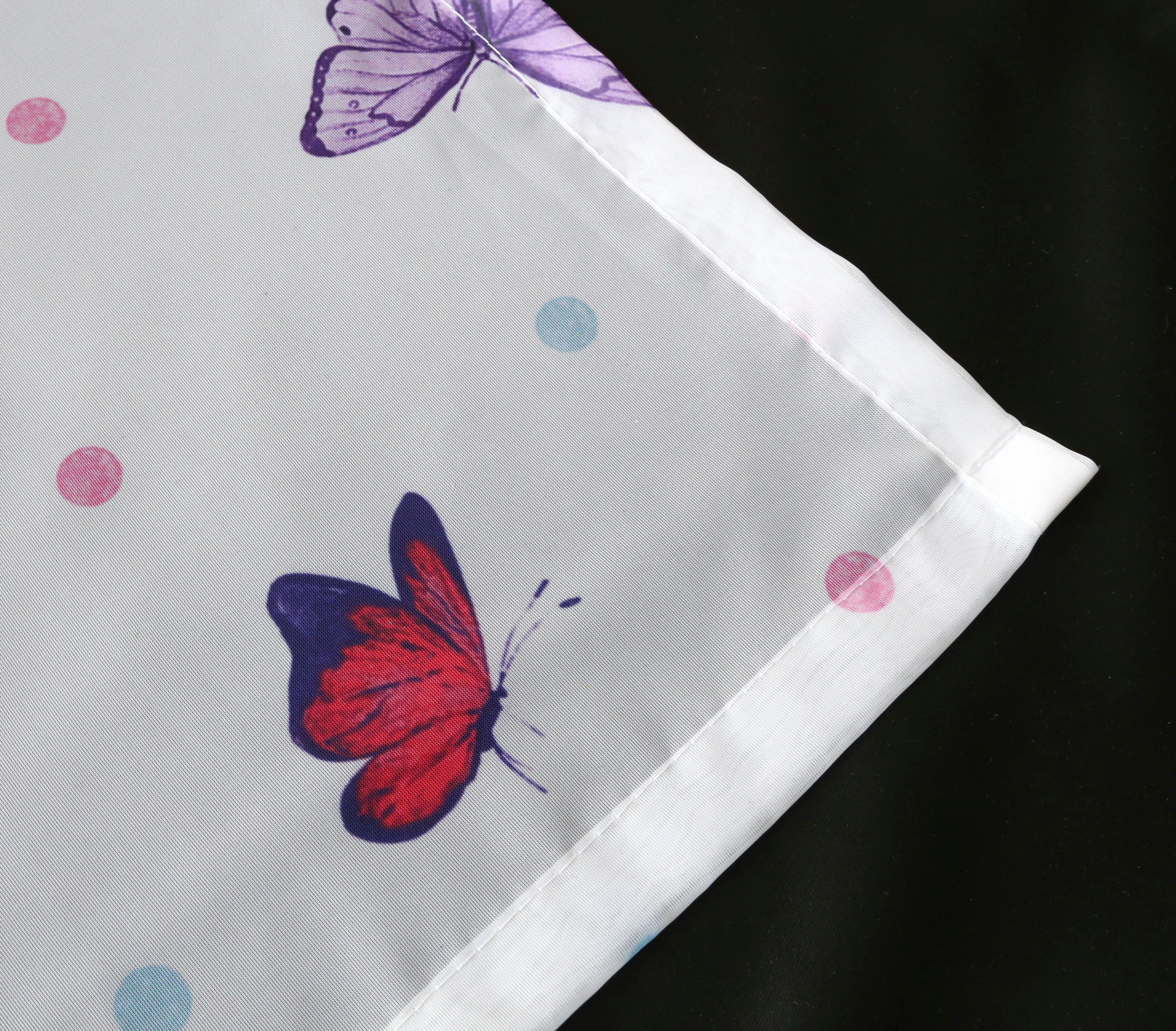 Gardine Schmetterling, Lüttenhütt, Stangendurchzug lila transparent, (1 gewebt, St), transparent, Größen Kindergardine, verschiedene
