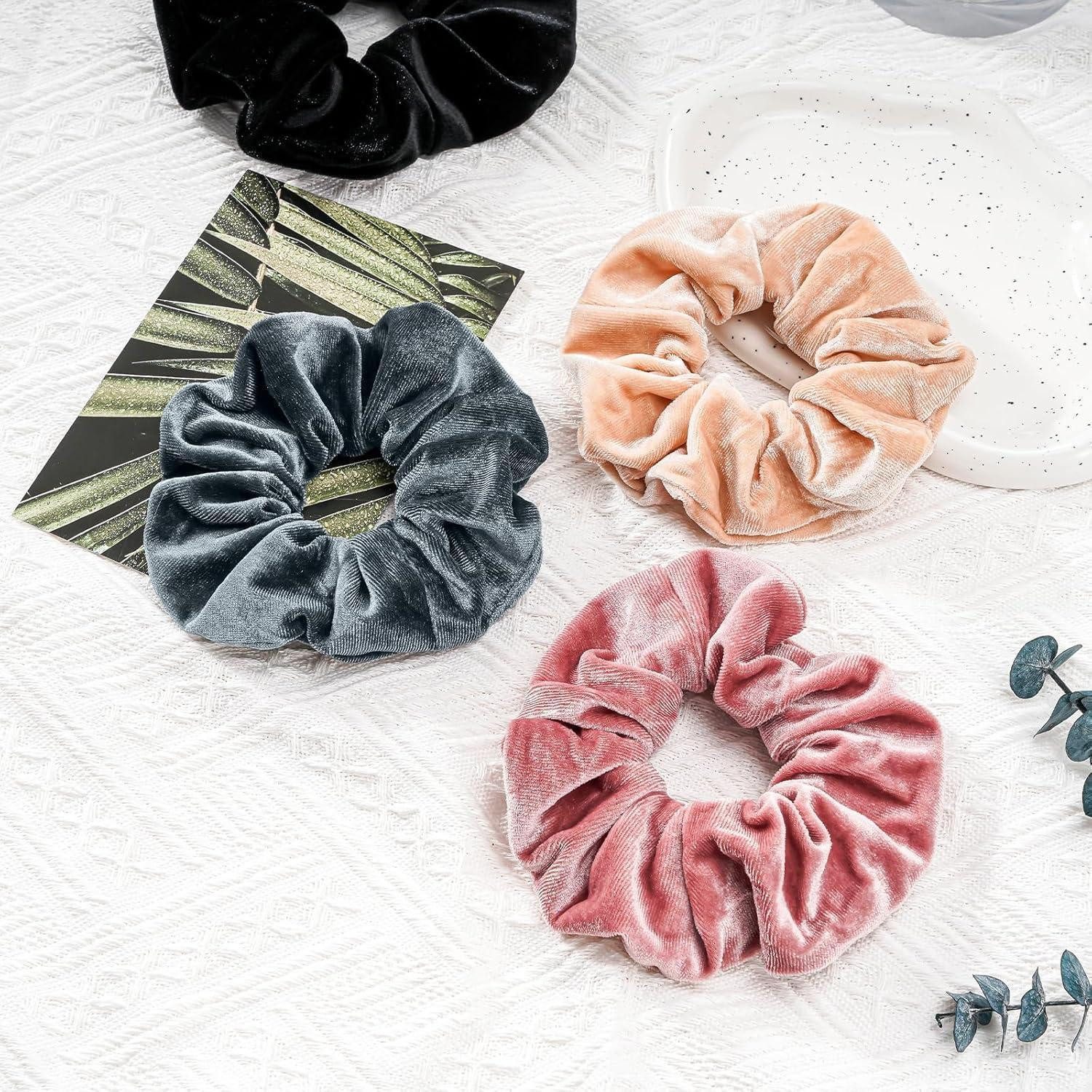 LuxusKollektion Haargummi 4er Set Velvet Haargummis Scrunchies in Geschenkbox - Haarbänder Damen