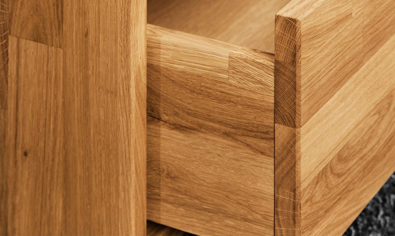 Natur24 Hängeschrank Wandschrank Zigo Kernbuche massiv 90x34x37 mit 1 Schublade und 1 Fach