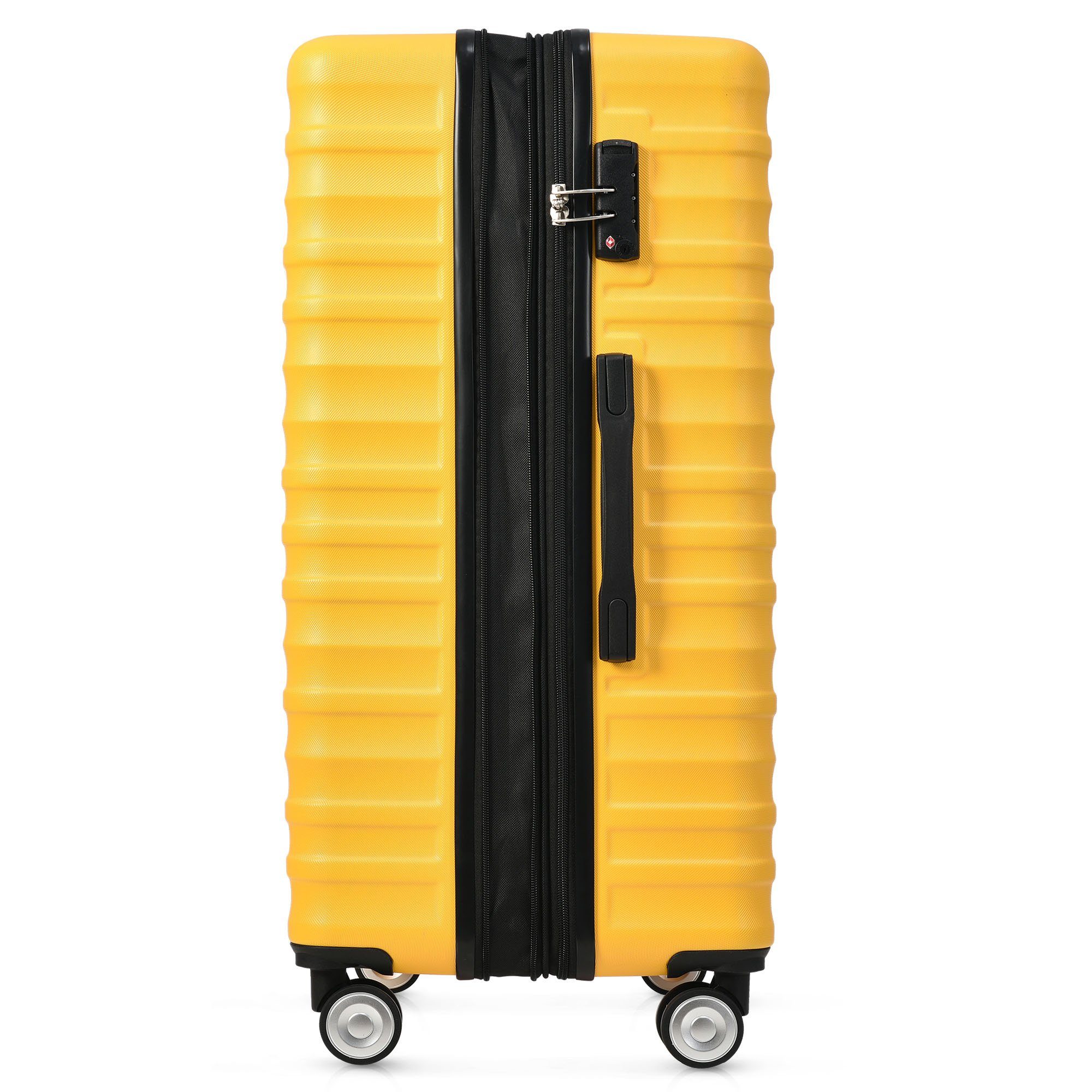 REDOM Trolley ABS-Material, Erweiterbare stilvoll Kapazität, Rollen, Teleskopgriff, wasserdicht, Gelb 4 TSA-Schloss