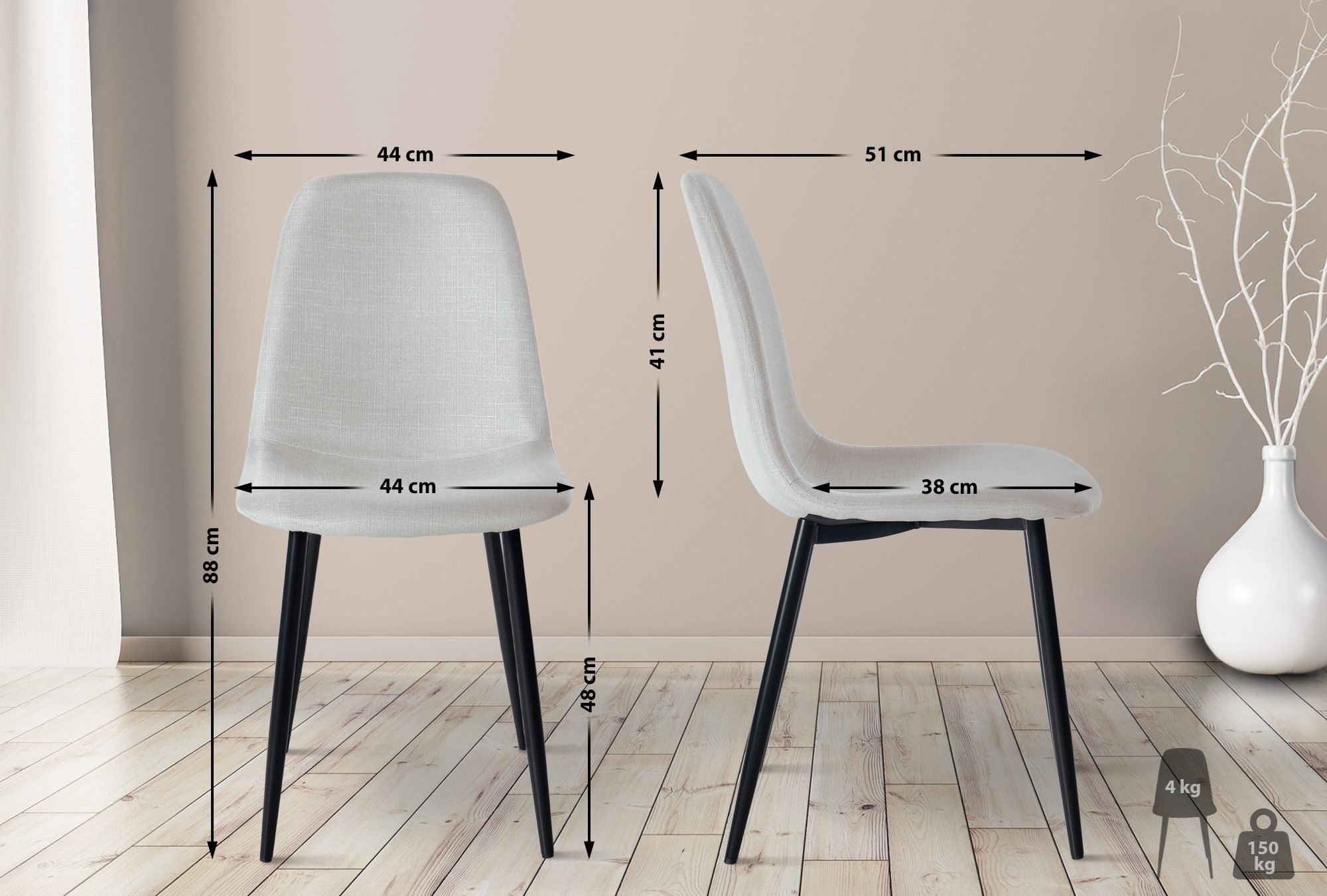 CLP Esszimmerstuhl Napier (4er Set), Metall, günstig online kaufen