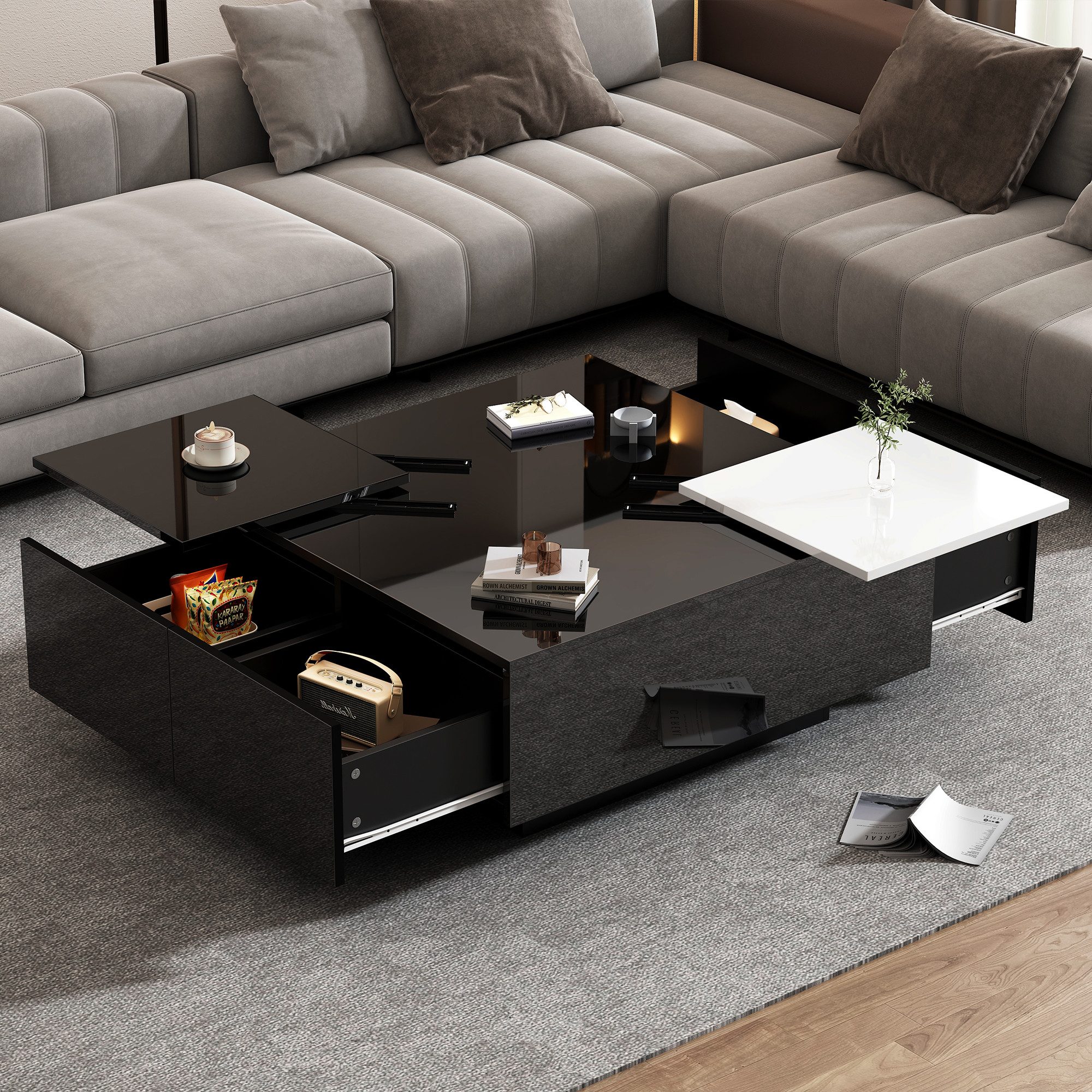 OKWISH Couchtisch mit kleine verschiebbare Tischplatte günstig online kaufen