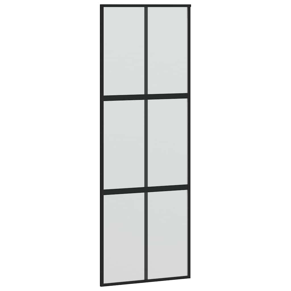 vidaXL Haustür Schiebetür Schwarz 76x205 cm Hartglas und Aluminium (1-St)