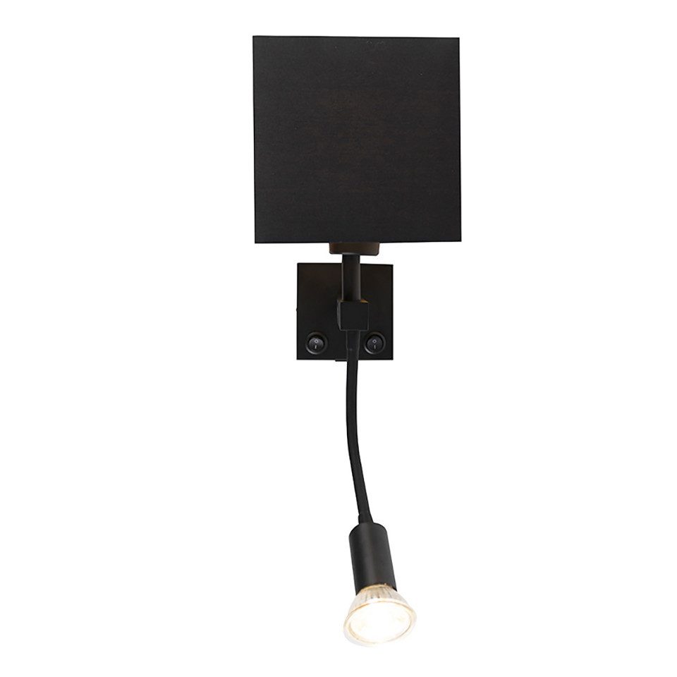 Qazqa LED Leselampe Zeno, Dimmbar, LED wechselbar, Extra-Warmweiß, QAZQA Lese­leuchte, e27, Schwarz, Stahl, Modern