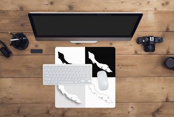 MuchoWow Gaming Mauspad Vier schwarz-weiße Abbildungen von Curaçao (1-St), Mousepad mit Rutschfester Unterseite, Gaming, 40x40 cm, XXL, Großes