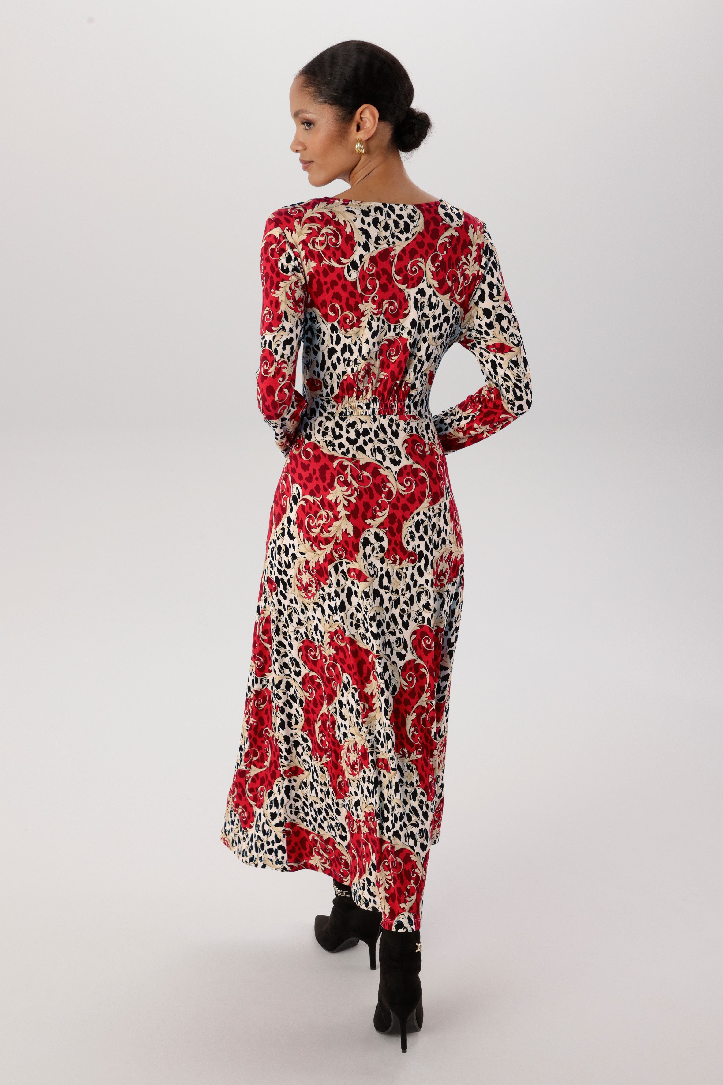 Aniston SELECTED Midikleid mit Smok-Details und fantasievollem Leo-Print