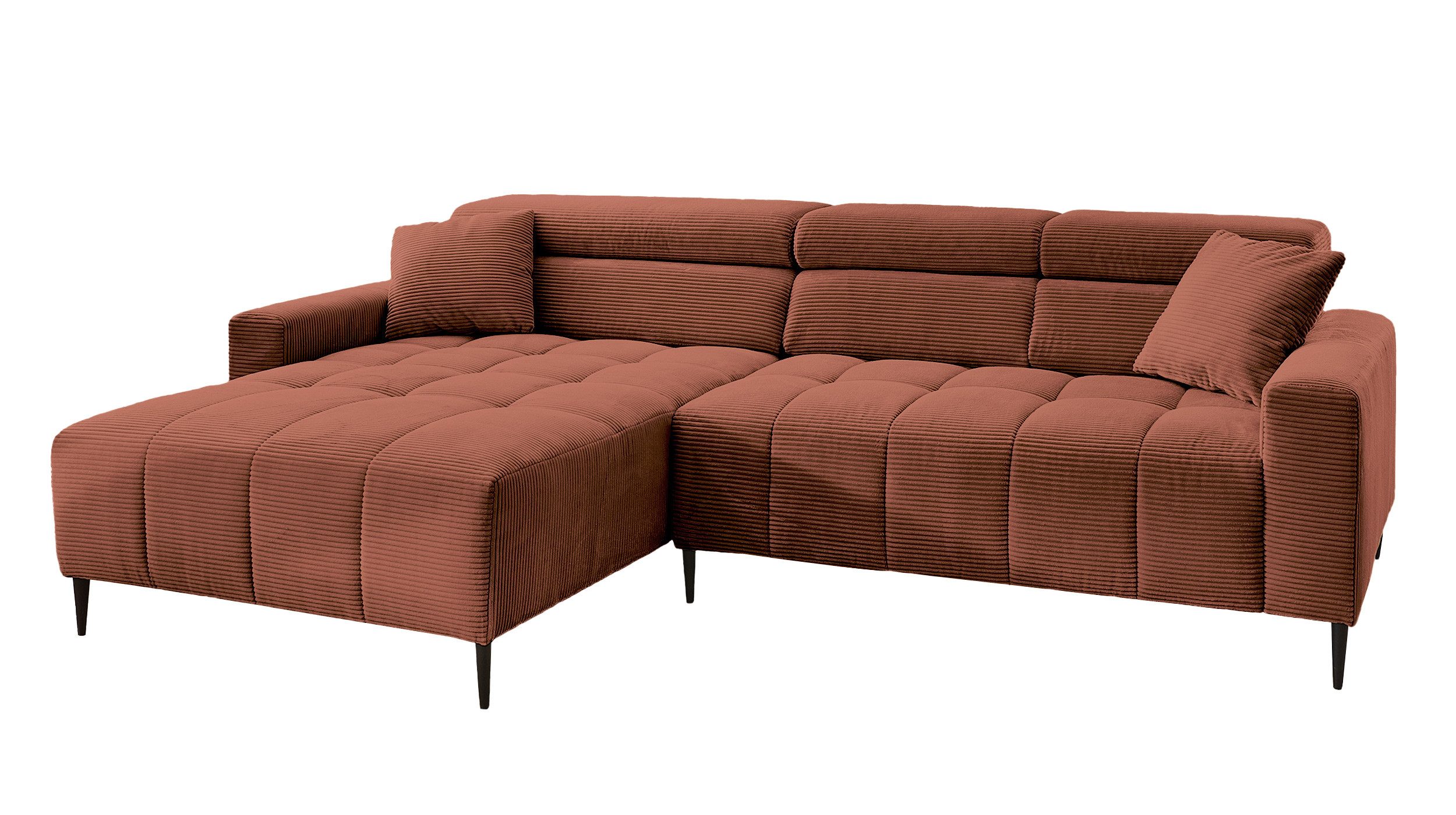 Massivart® Ecksofa Cord 256 cm / Cordsofa / Sitztiefen- & Kopfteilverstellu günstig online kaufen