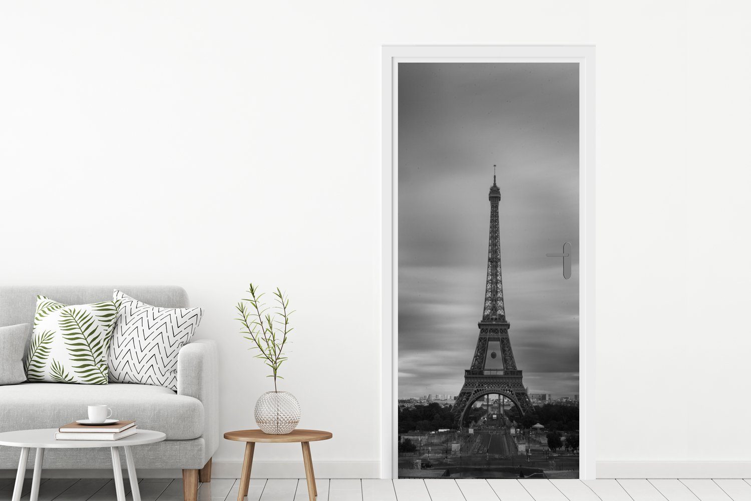 MuchoWow Türtapete St), (1 Eiffelturm, Matt, bedruckt, cm Einsamer für Tür, Fototapete 75x205 Türaufkleber