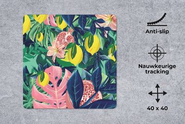 MuchoWow Gaming Mauspad Blumen - Früchte - Farben (1-St), Mousepad mit Rutschfester Unterseite, Gaming, 40x40 cm, XXL, Großes