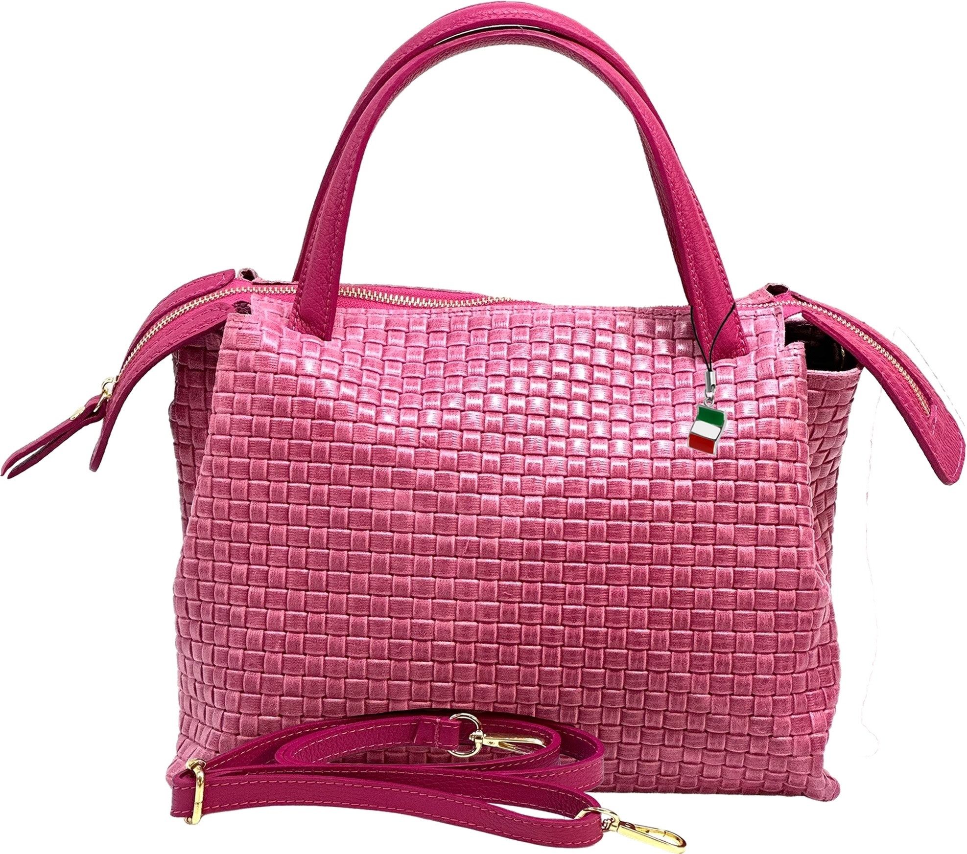 FLORENCE Handtasche Florence Damen Handtasche Echtleder (Handtasche), Damen Handtasche Leder, fuchsia, pink ca. 30cm x ca. 23cm hoch