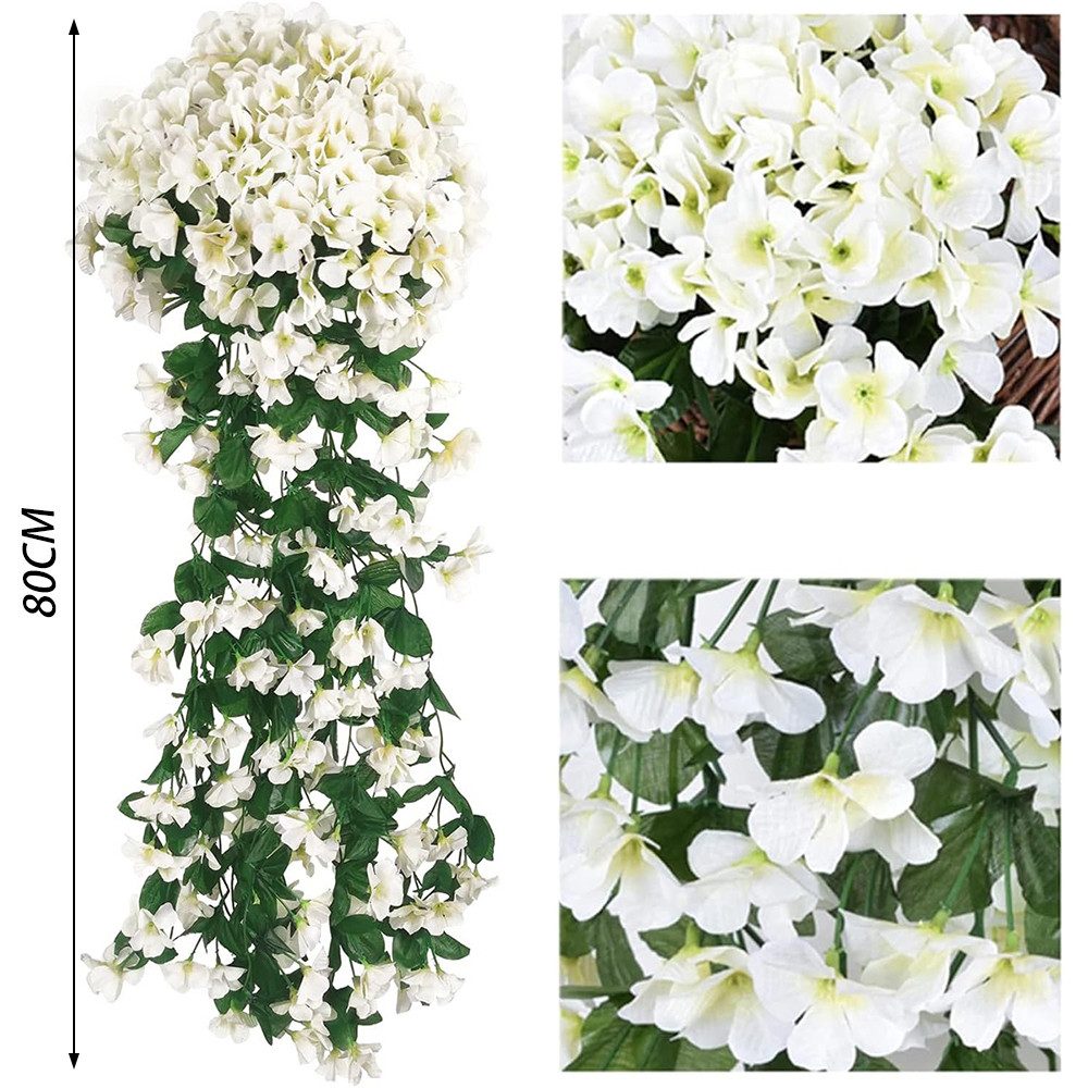 Kunstpflanze 2 Stück Künstlich Hängende Blumen, Blauregen Efeublumen Glyzinien, TUWENA, Kunstblumen Veilchen Hgende Blumen für Außen Innen Hochzeit Terrasse