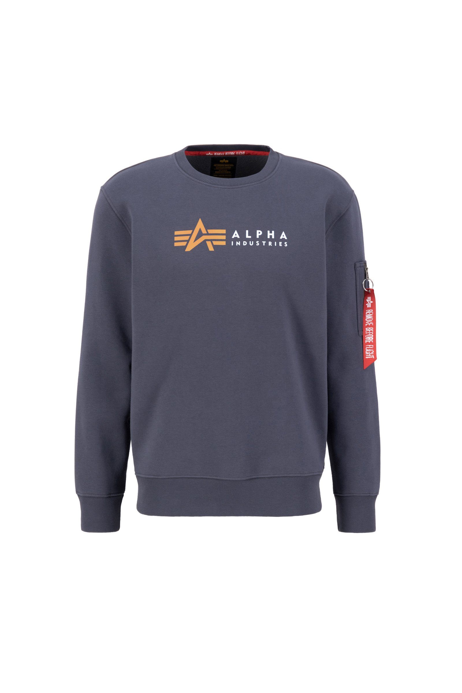 greyblack Alpha Sweatshirt Alpha Herren Industries Alpha Industries Label Sweatshirt