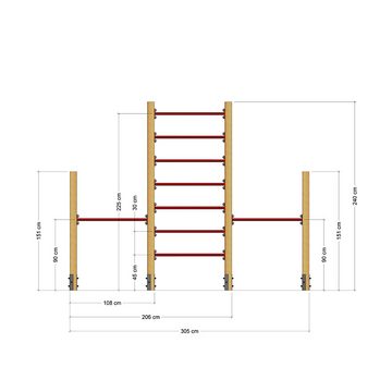 Wickey Turnreck FIT Tumble 409 - Kletterleiter mit Doppel-Reck, (90 - 140 cm, - Komplettset), mitwachsend, extrem witterungsbeständig, 100 kg Belastbar