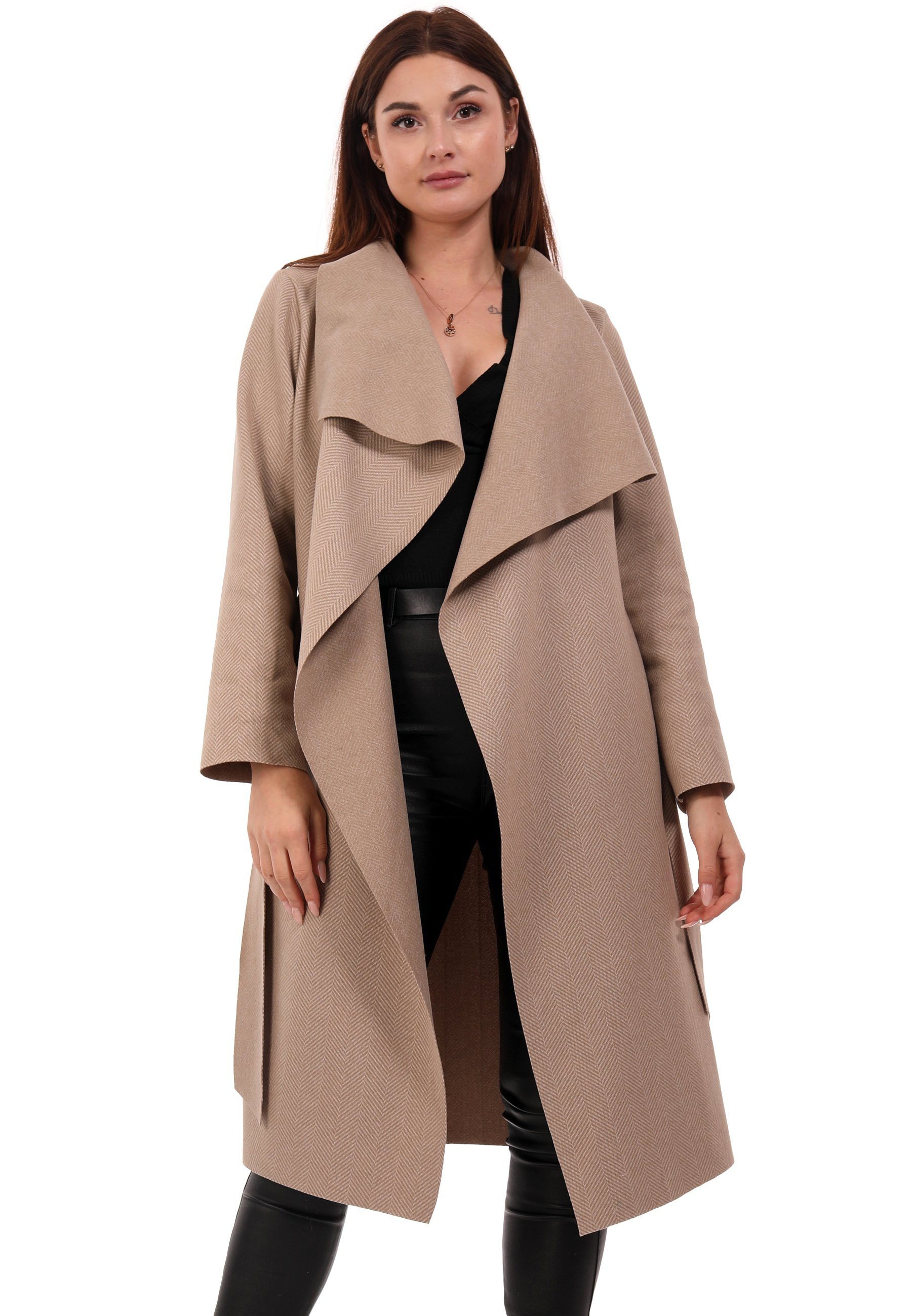 YC Fashion & Style Kurzmantel »Mantel mit Bindegürtel und Wasserfallkragen Elegant  Sportliche Trenchcoat« (1-tlg) casual online kaufen | OTTO