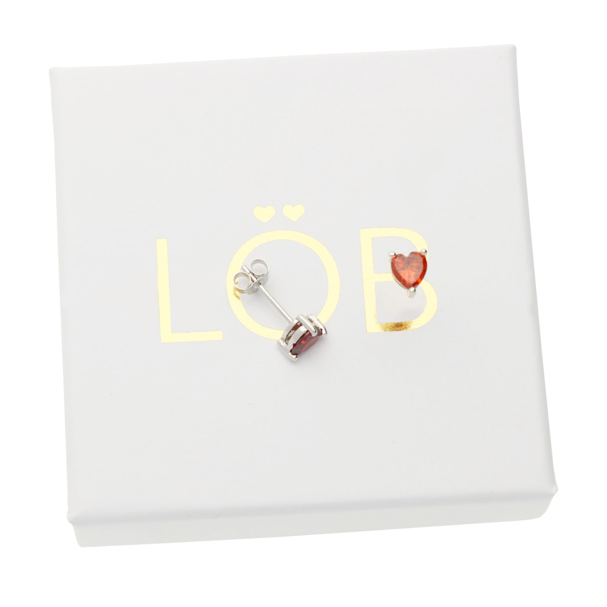 LÖB Paar Ohrstecker 925 Silber Ohrringe Herz Zirkonia Herzform Rubin rot Stein Ohrstecker (Geschenke für Frauen Damen Beste Freundin Mutter Mama Ehefrau Oma sie zum Geburtstag Schmuck Sommer, Inkl. Schmuckbox), Herzen Herzchen Klein Set Trachten Trachtenschmuck Oktoberfest Schmuck