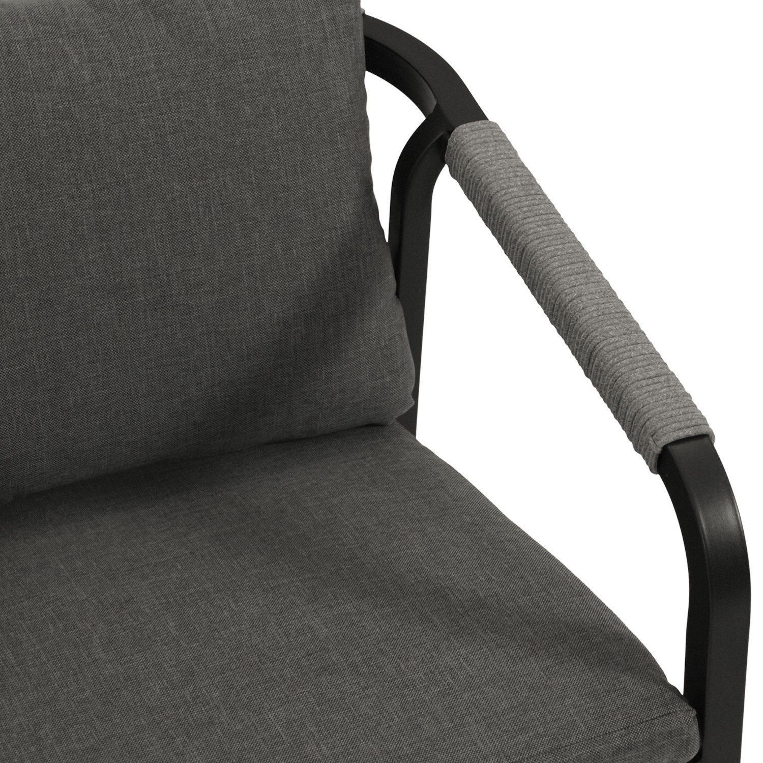 DEGAMO Garten-Essgruppe REIMS, (9-tlg., 8x Stapelsessel, 1x Ausziehtisch), Alu anthrazit, Stapelsessel Rope, Ausziehtisch Keramikoptik