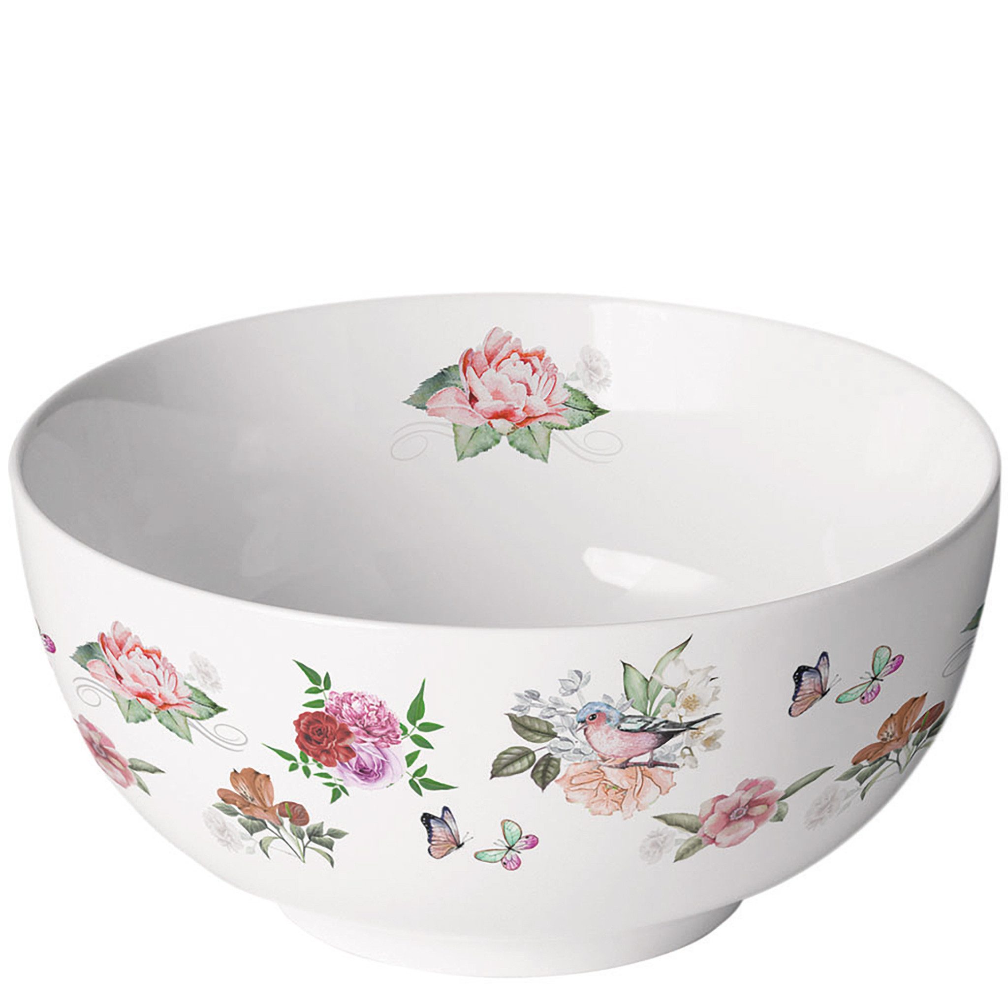 Ambiente Luxury Paper Products Müslischale, Keramik, Schale Porzellan 14x6,5cm mit Blumen & Schmetterlingen Motiv Rosa