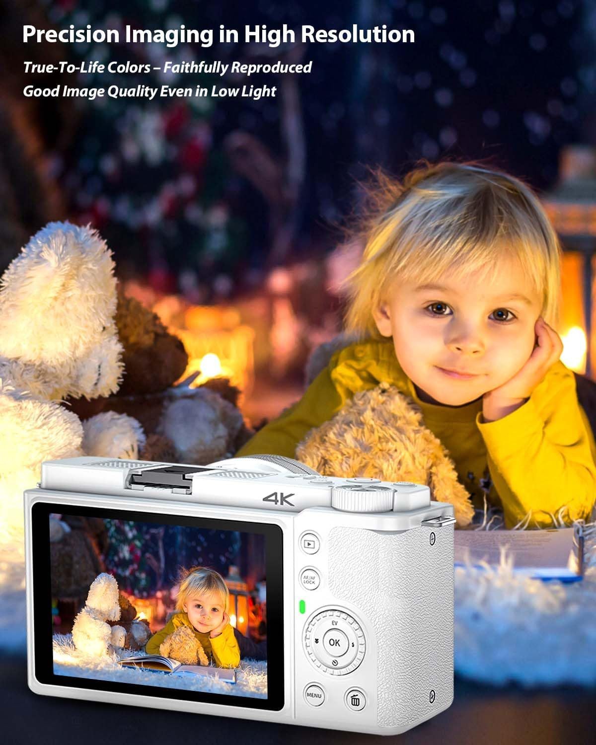 FANNOU Digitalkamera 4K Digital Fotokamera mit 12X Optischer Zoom und WLAN Kompaktkamera (64 MP, 12x opt. Zoom, Autofokus Kamera mit schutzhülle, 2 Akkus und Ladegerät für Einsteiger)