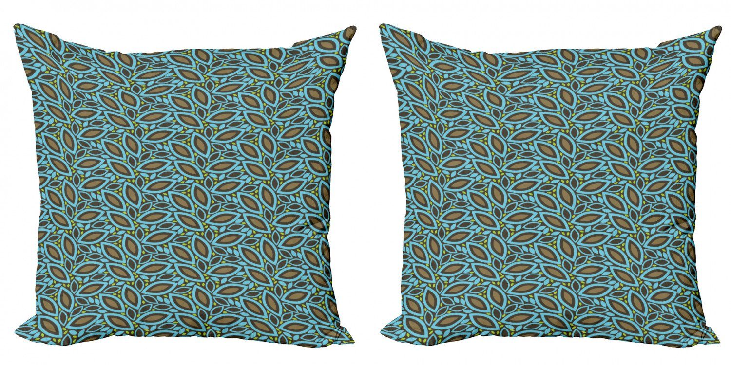 Kissenbezüge Modern Accent Doppelseitiger Blätter (2 Abakuhaus Stück), Retro Laub-Muster Digitaldruck