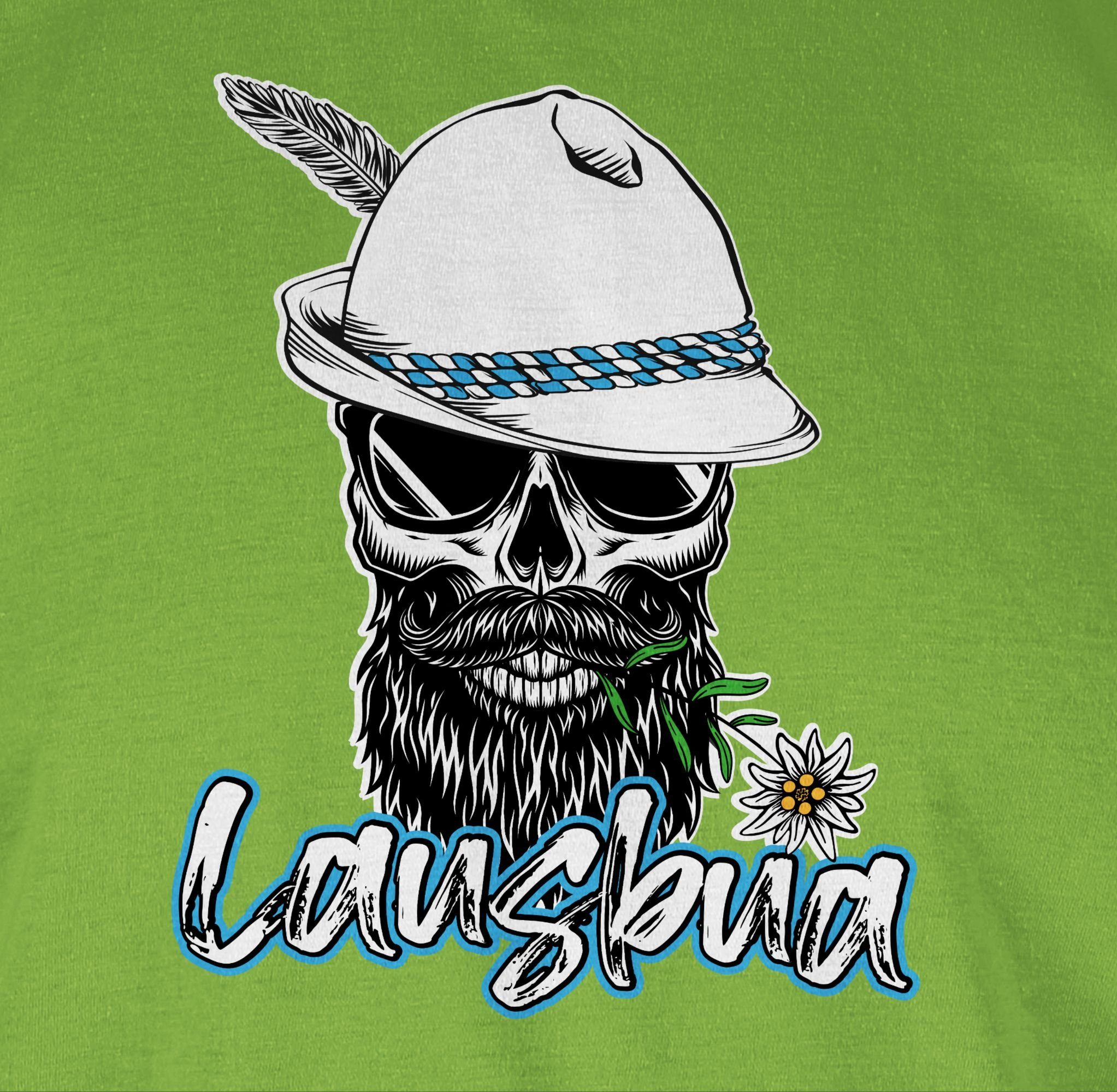 Skull Herren 02 T-Shirt Shirtracer Mode Hellgrün Oktoberfest Lausbua für Schlingel Bayrisch Totenkopf Lausbub