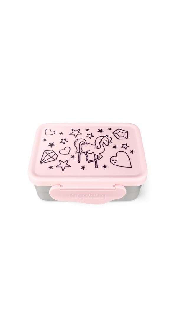 ergobag Lunchbox Edelstahl Brotdose, Edelstahl, (Edelstahl Brotdose, 3-tlg., 1x Brotdose, 1x Trennfach), spülmaschinengeeignet
