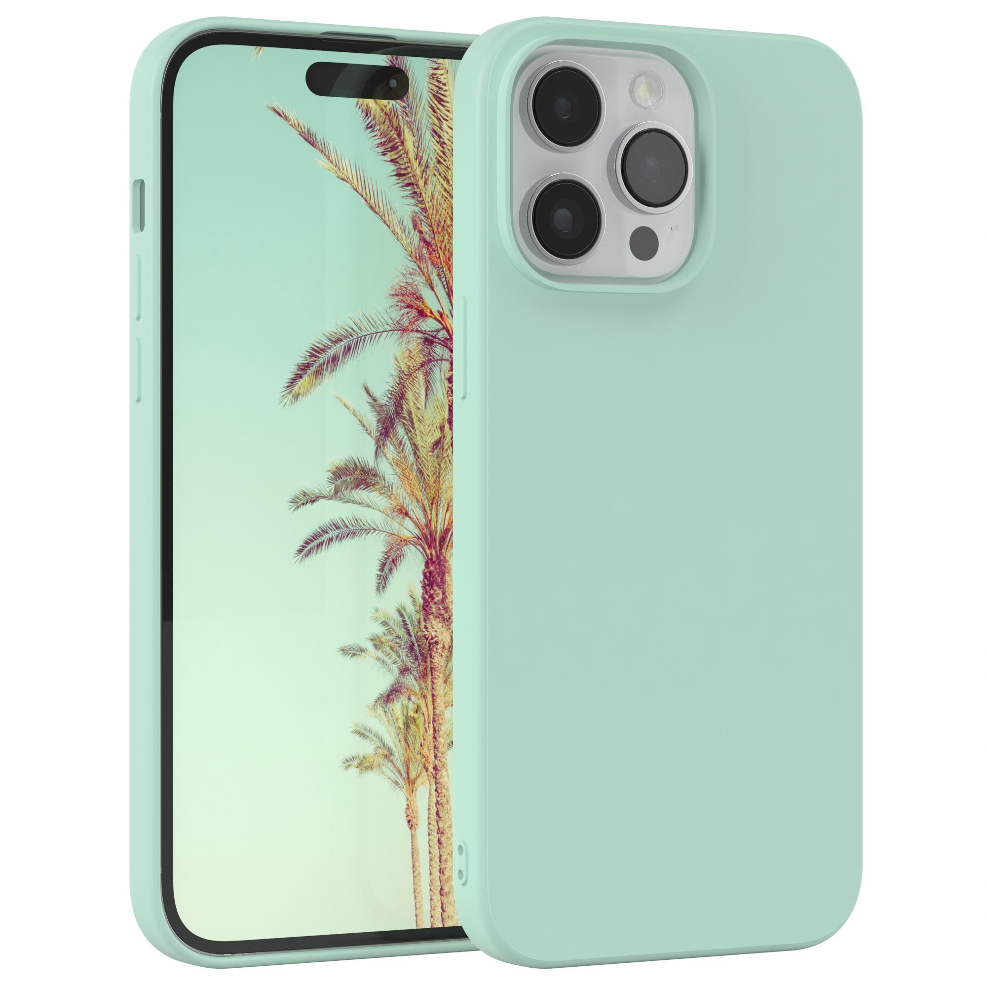 EAZY CASE Handyhülle für Apple iPhone 14 Pro Max Hülle Silikon 6,7 Zoll, Hülle Silikon kratzfest Smart Slimcover Bumper Case Etui Mint Grün