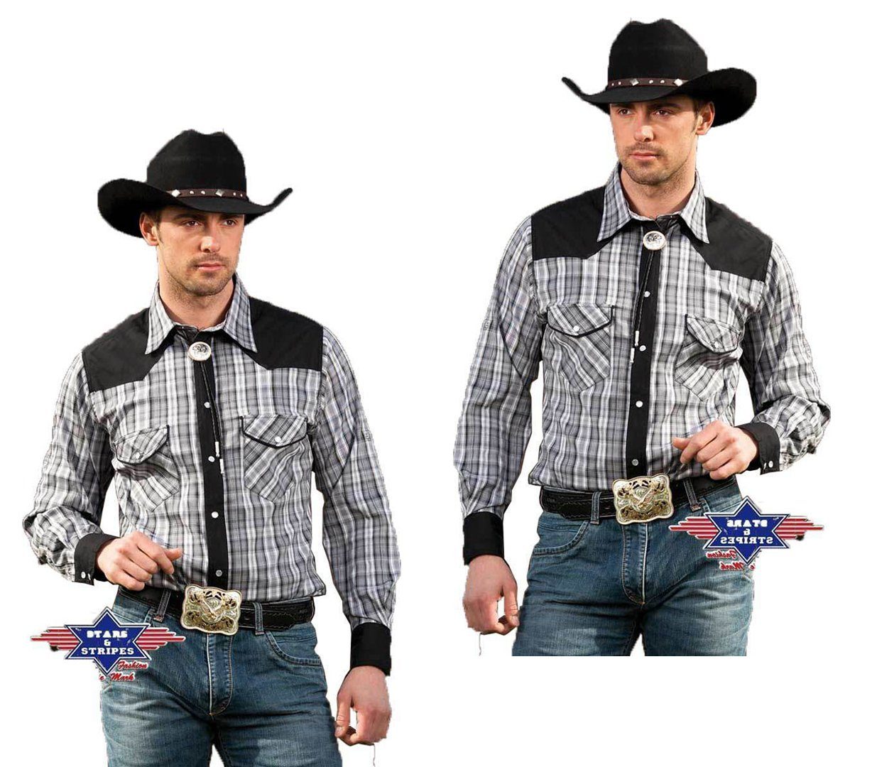 Stars & Stripes Kostüm »Herren Westernhemd Brian Cowboy - Stars & Stripes  Westernmode Hemd«