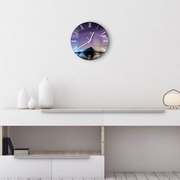 DEQORI Wanduhr 'Bergkulisse unter Sternen' (Glas Glasuhr modern Wand Uhr Design Küchenuhr)