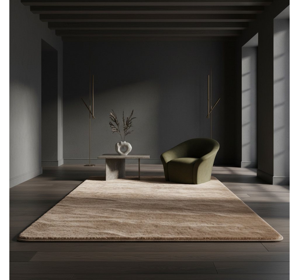 KADIMA DESIGN Teppich ISAR Wohnzimmer Waschbar Schlafzimmer Wohnzimmerteppich Esszimmer Uni, Rechteckig, Höhe: 13 mm, Beige, 60x100 cm, Strapazierfähig Esszimmerteppich Waschbar