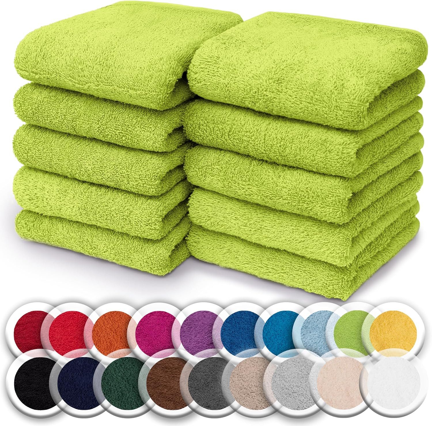 NatureMark Seiftuch 10er-Set Seiftücher 30x30cm 100% Baumwolle, (10-St), Frottier Waschlappen Seiflappen 30 x 30 cm, Apfel grün