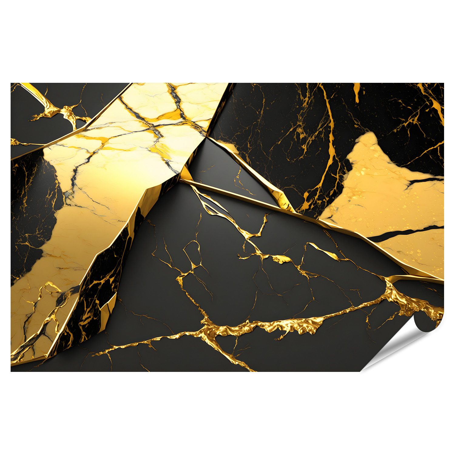 Poster Gold Schwarz Marmor Abstrakt Licht Luxus Steinwand Bilder