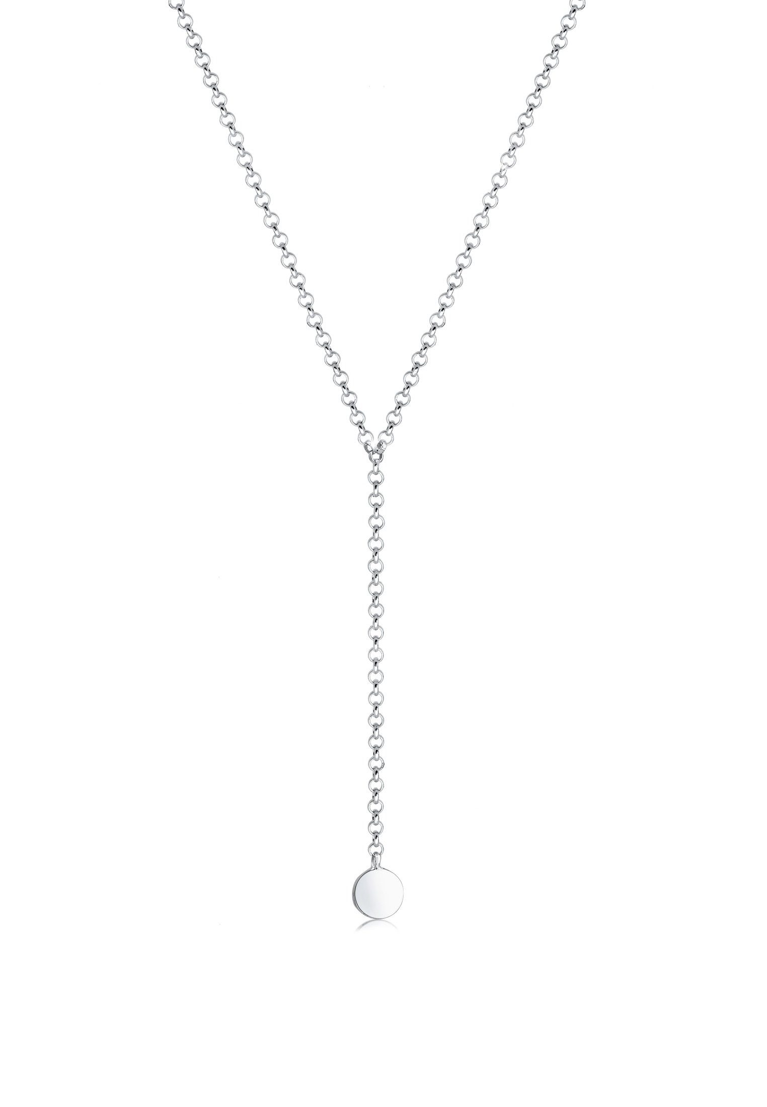 Elli Kette ohne Anhänger Choker Y-kette glänzend mit Plättchen 925 Silber