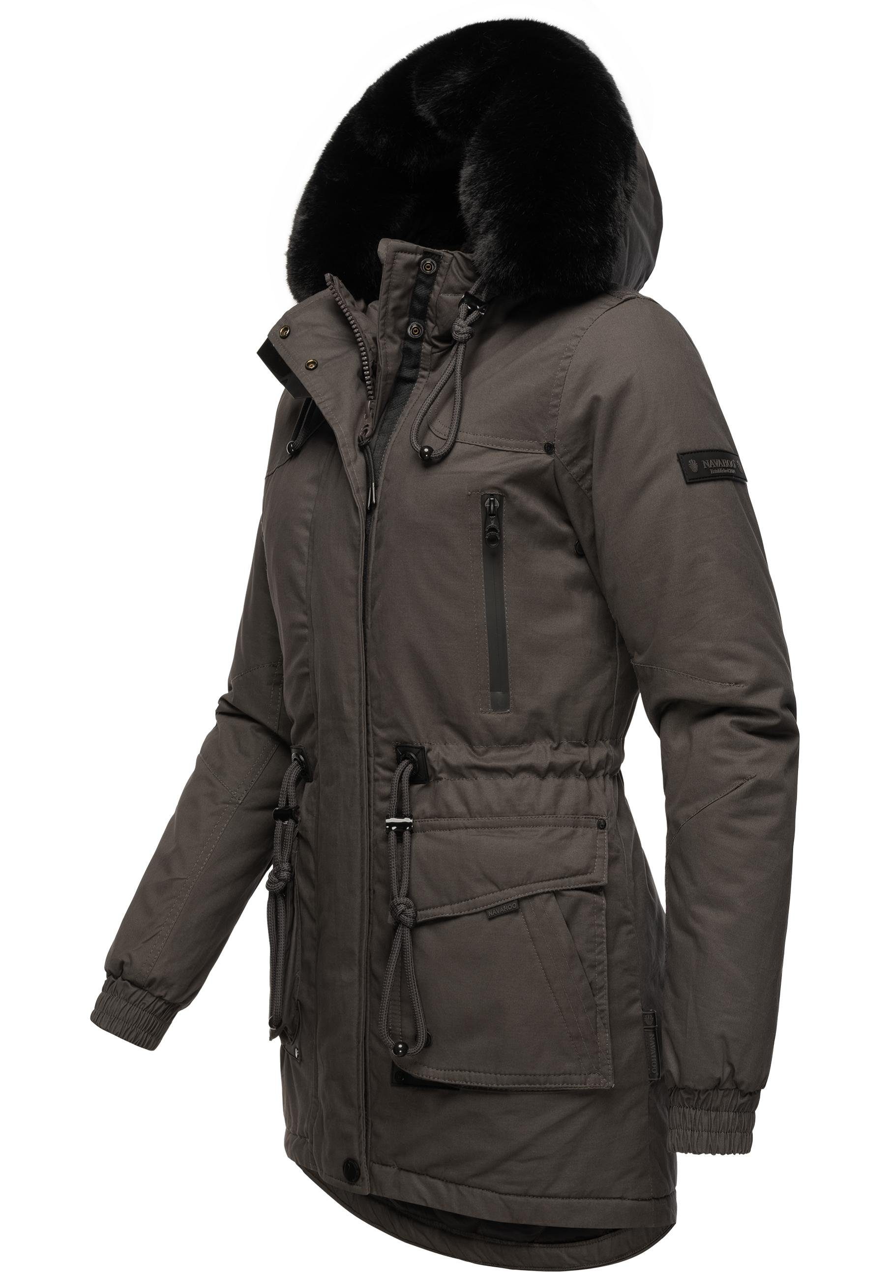 Wintermantel Baumwoll-Parka für Sportlicher Olessaa den anthrazit Winter Marikoo