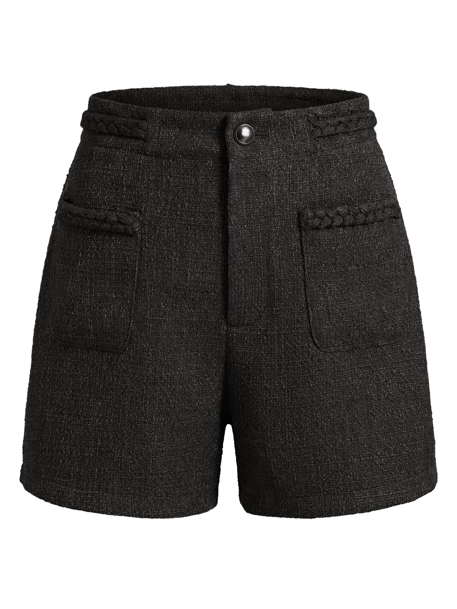 Imily Bela Shorts Damen Tweed Sommershorts mit hohem Bund (Packung, 1-tlg., 1per-Pack) mit Vordertaschen