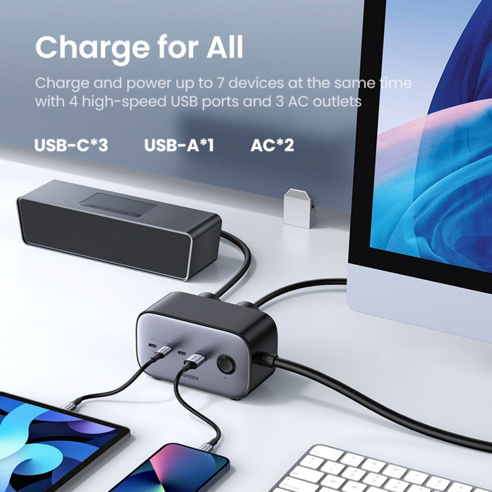 USB Power cm Pro AC (2 100W C, zu 3C1A) outlets Typ DigiNest 180 USB-Adapter + UGREEN USB A, Strip Typ