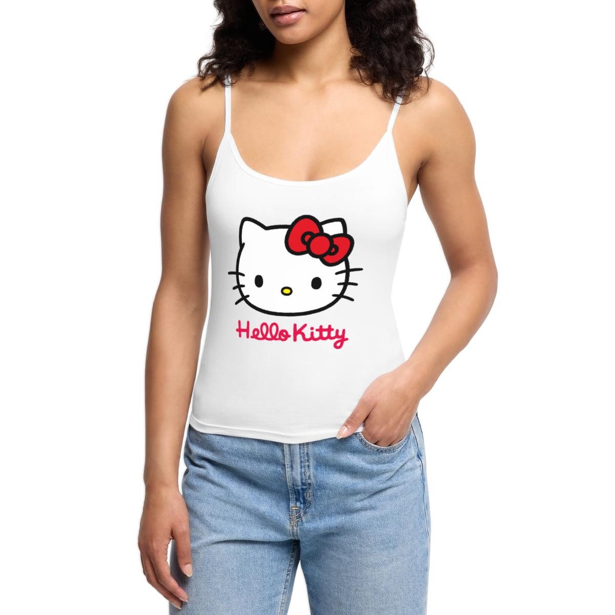 Spaghettitop Hello Kitty Klassisch Mit Schriftzug Frauen Premium Organic Top mit Sp