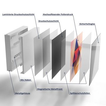 DEQORI Schlüsselkasten 'Geometrie der Farben', Glas Schlüsselbox modern magnetisch beschreibbar