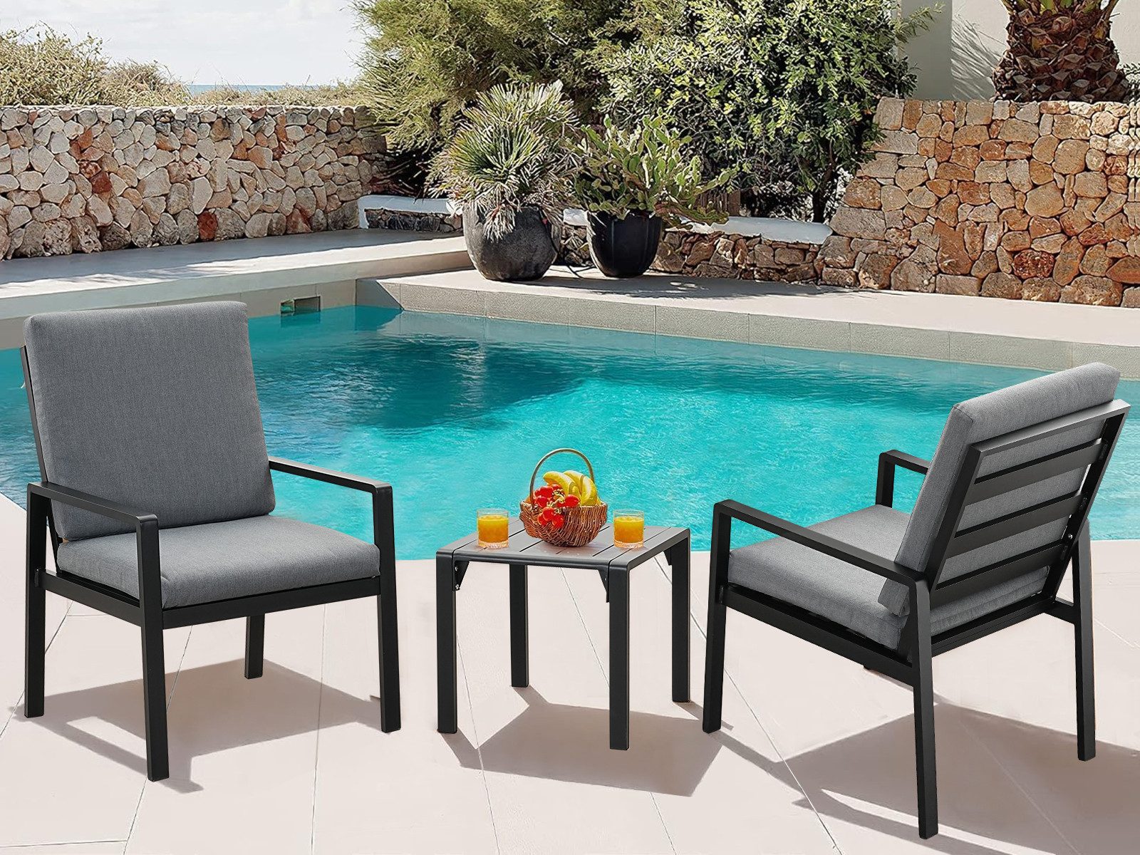 MeXo Gartenlounge-Set SGS zertifiziert, Aluminium Gartenmöbel-Set, günstig online kaufen
