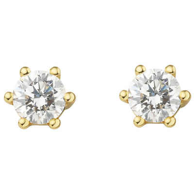 ONE ELEMENT Paar Ohrstecker 0.3 ct Diamant Brillant Ohrringe Ohrstecker aus 585 Gelbgold, Damen Gold Schmuck