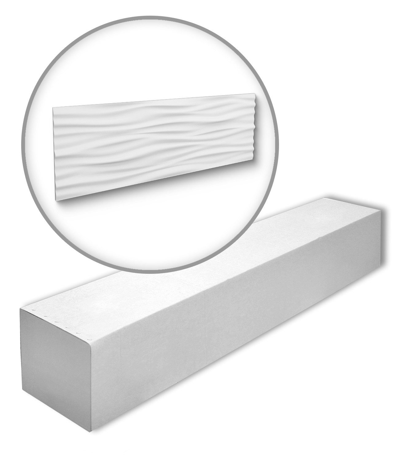 NOËL & MARQUET by nmc 3D Wandpaneel NMC LIQUID-box 3D Wandpaneele 1 Karton SET 6 Zierelementen 2,58 m2, BxL: 38x113.5 cm, 2.58 qm, (1 Karton SET, 6-tlg., Stuck-Wandpaneel, Zierelement, Dekorelement, Dekorpaneel) weiß, vorgrundiert