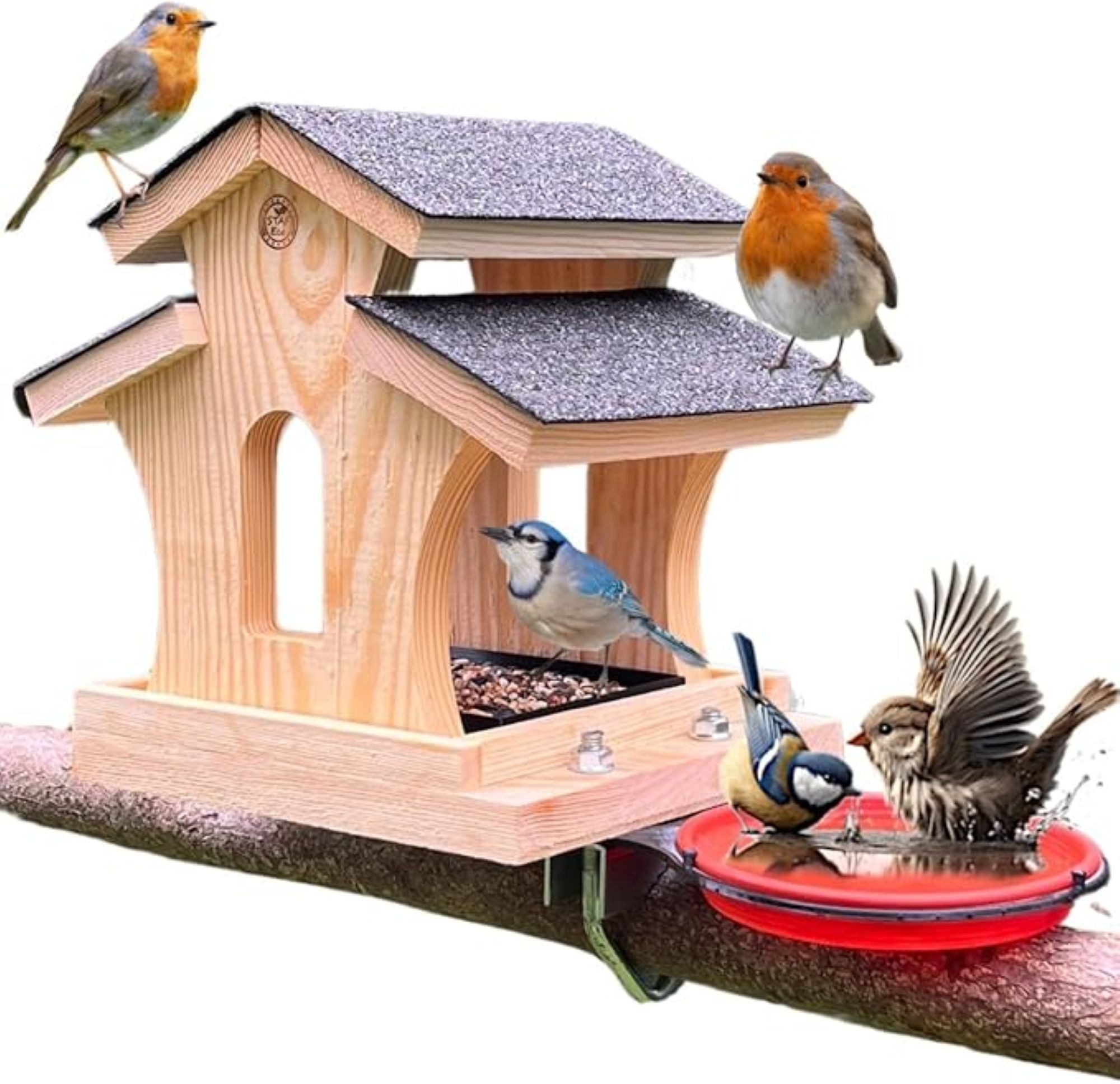 Stafeco Vogelhaus Vogelfutterhaus für Balkon und Garten Futterhaus Handarbe günstig online kaufen