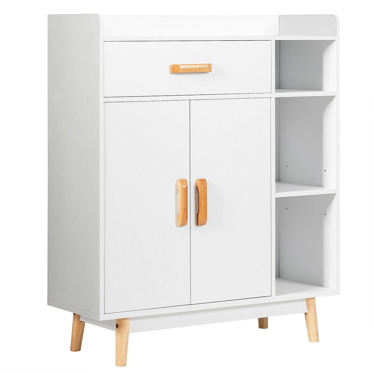 COSTWAY Kommode, mit Schublade&Fächern,aus Holz, stehend,80x30x95cm, weiß