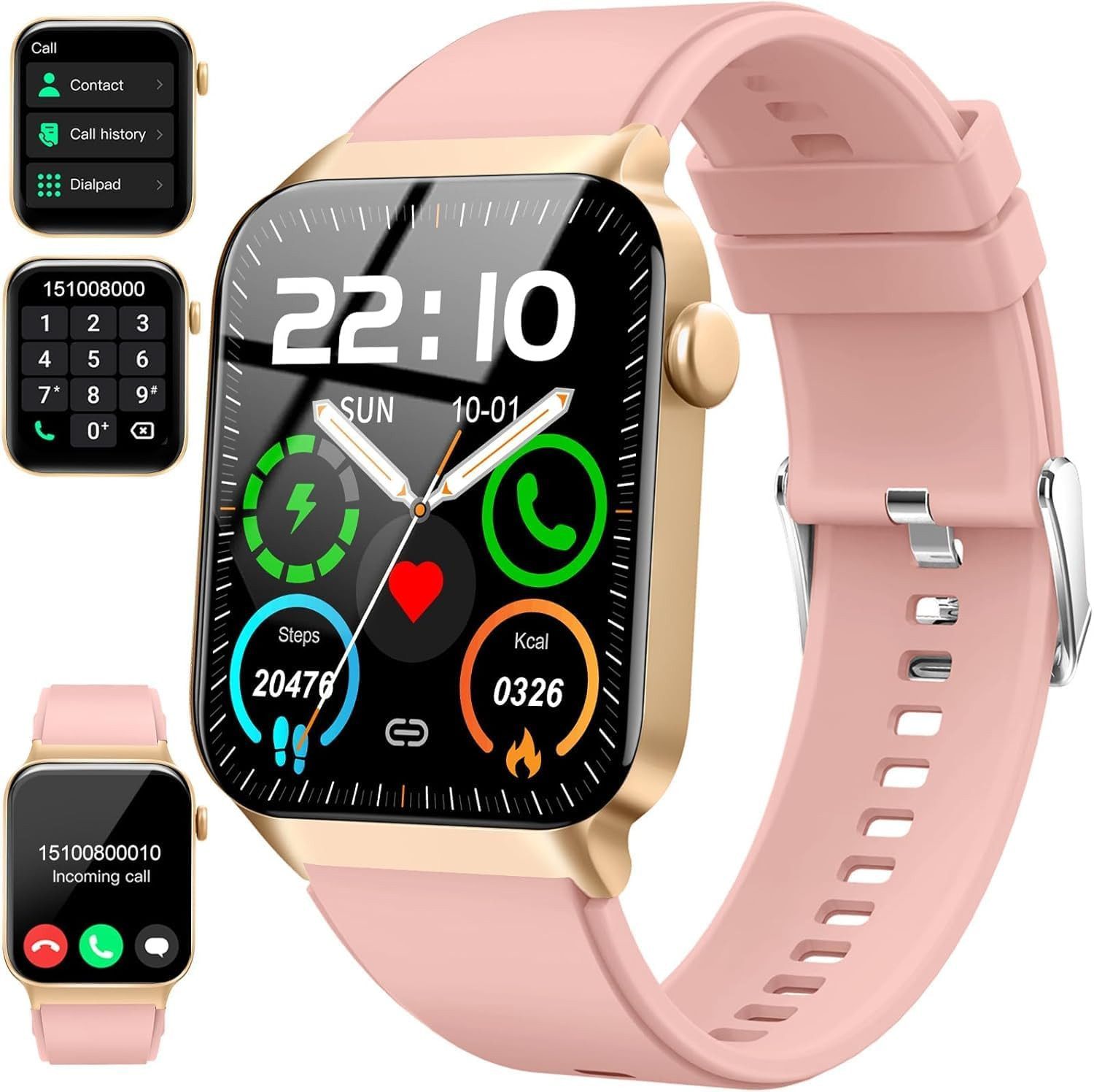 Donerton Smartwatch (4,6 cm, android ios), Smartwatch mit Bluetooth Telefonie, 1.85" HD Display