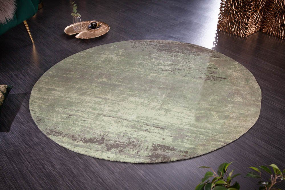 riess-ambiente Teppich MODERN ART 150cm grün, rund, Höhe: 10 mm, Vintage · Schlafzimmer · Wohnzimmer · Flur
