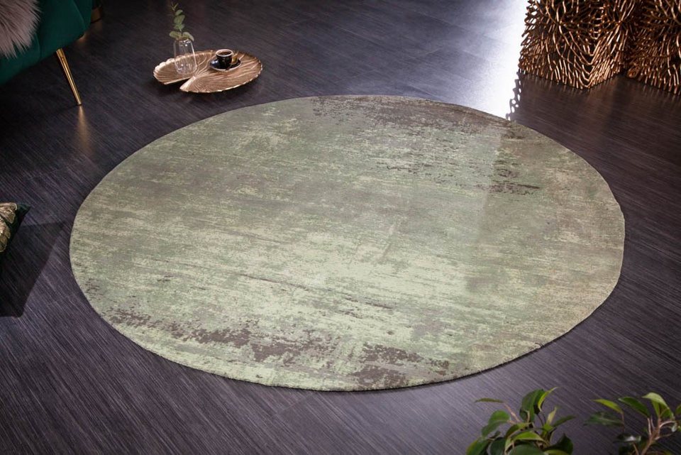 Teppich MODERN ART 150cm grün, riess-ambiente, rund, Höhe: 10 mm, Vintage ·  Schlafzimmer · Wohnzimmer · Flur