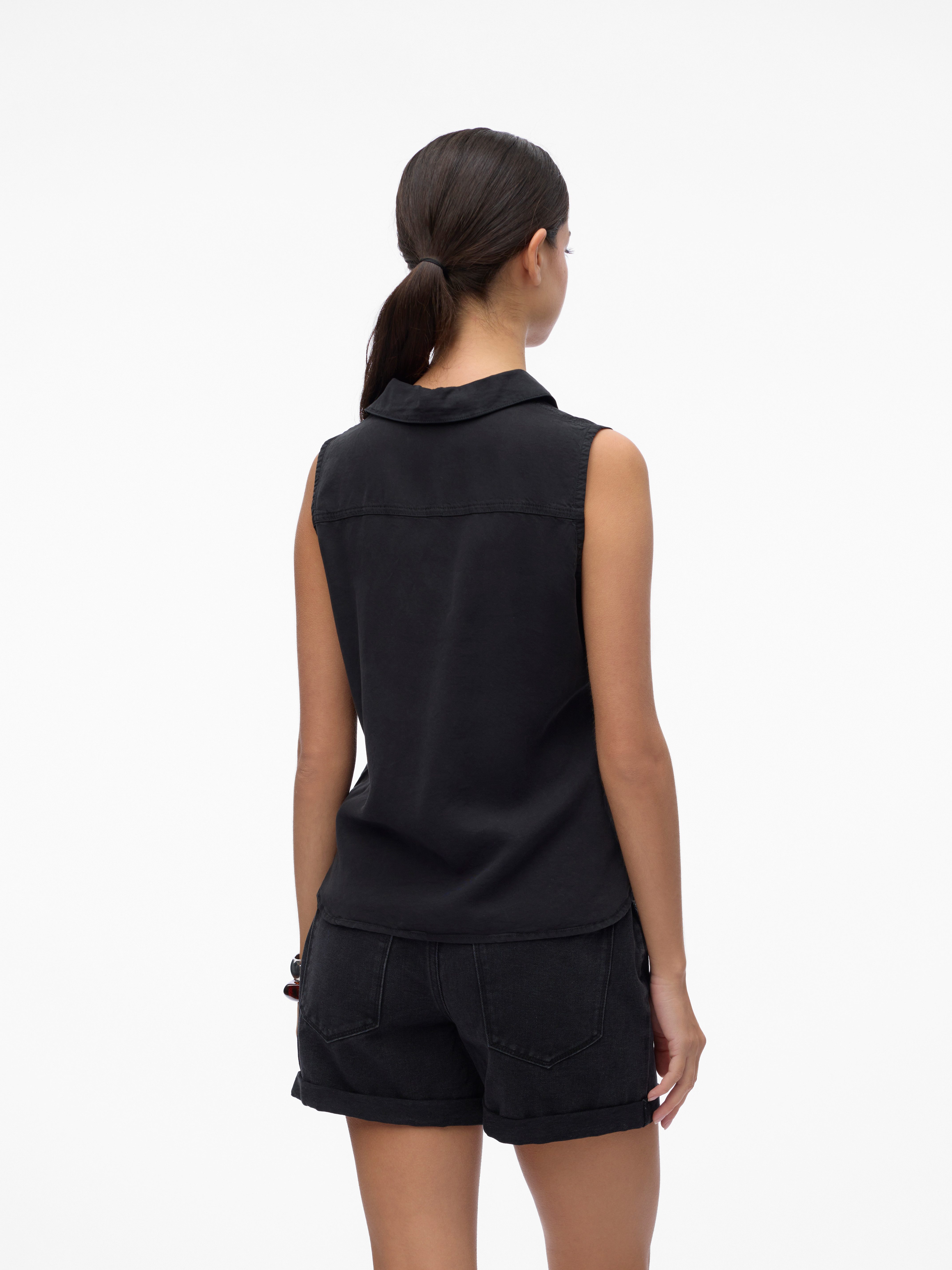 Vero Moda Shirttop VMHARPER SL COLLAR SHORT TENCEL TOP GA Viskose, regular fit